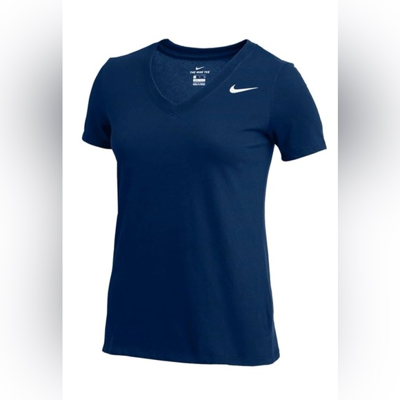 Nike Women's Dark Blue V-Neck Tee - Picture 1 of 4